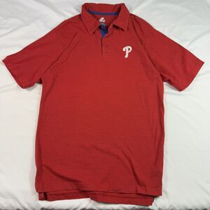 Philadelphia Phillies Red Polo Golf Shirt Mens M MLB Embroidered Majestic